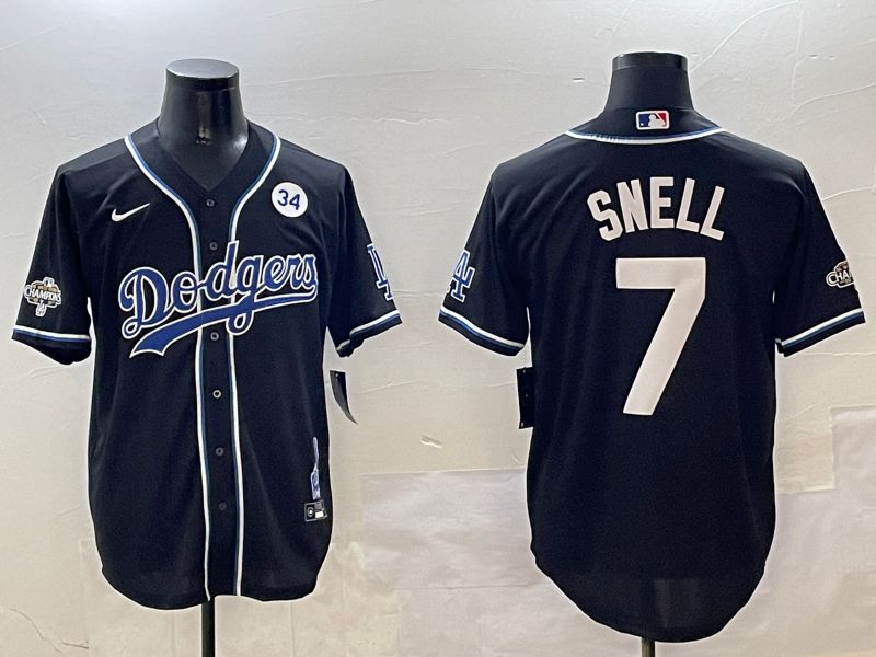 Men Los Angeles Dodgers 7 Snell Black Fashion Game 2025 Nike MLB Jersey style 3063